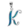 Wisiorek srebrny zawieszka literka K opal niebieski 925