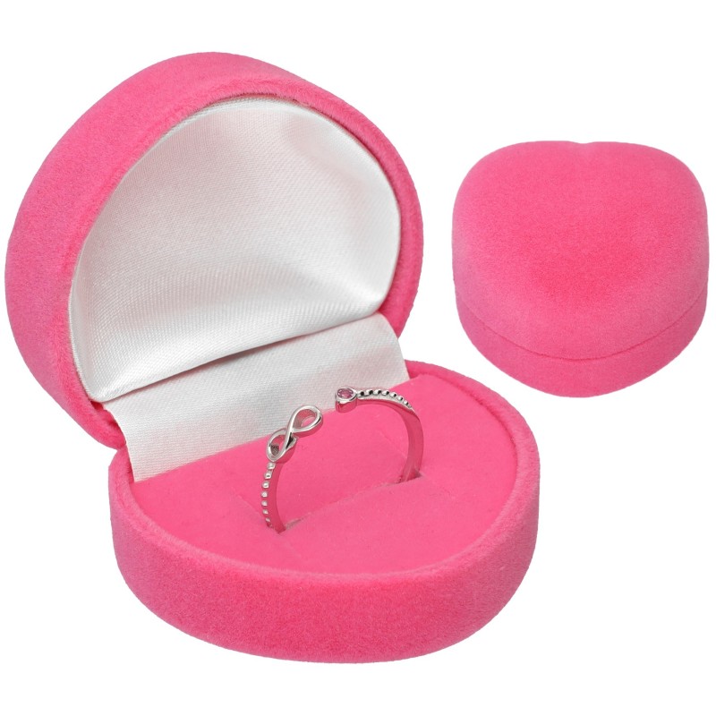 PUDEŁECZKO WELUROWE RÓŻOWE NA PIERŚCIONEK KOLCZYKI SERCE