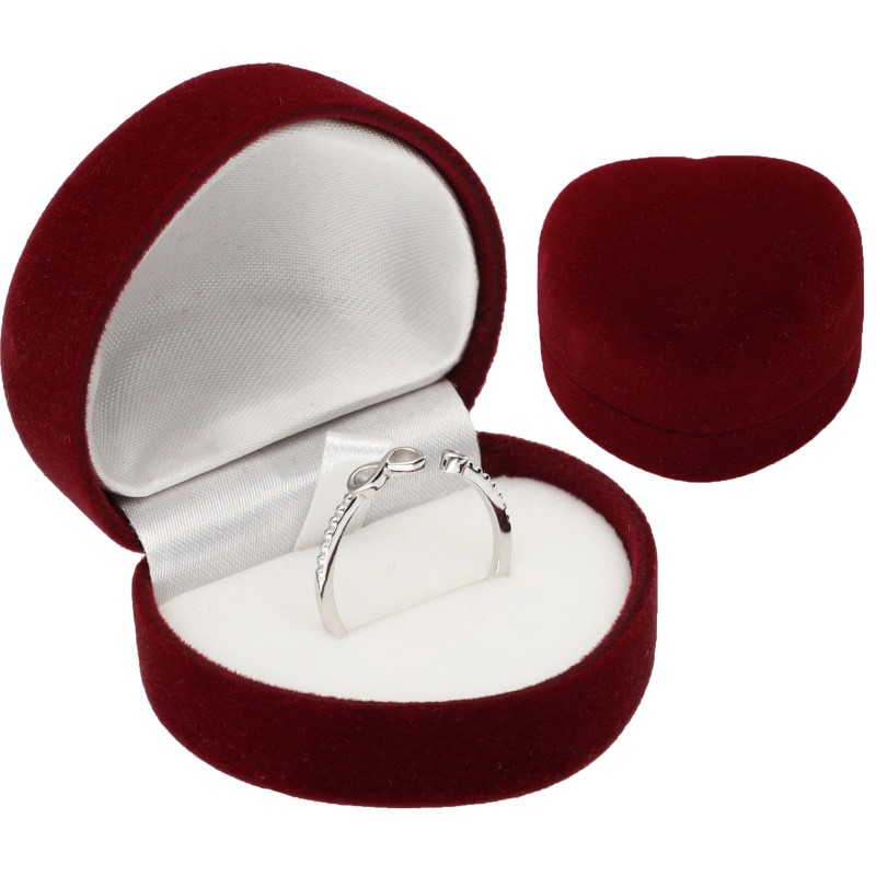 PUDEŁECZKO WELUROWE BORDOWE NA PIERŚCIONEK KOLCZYKI SERCE