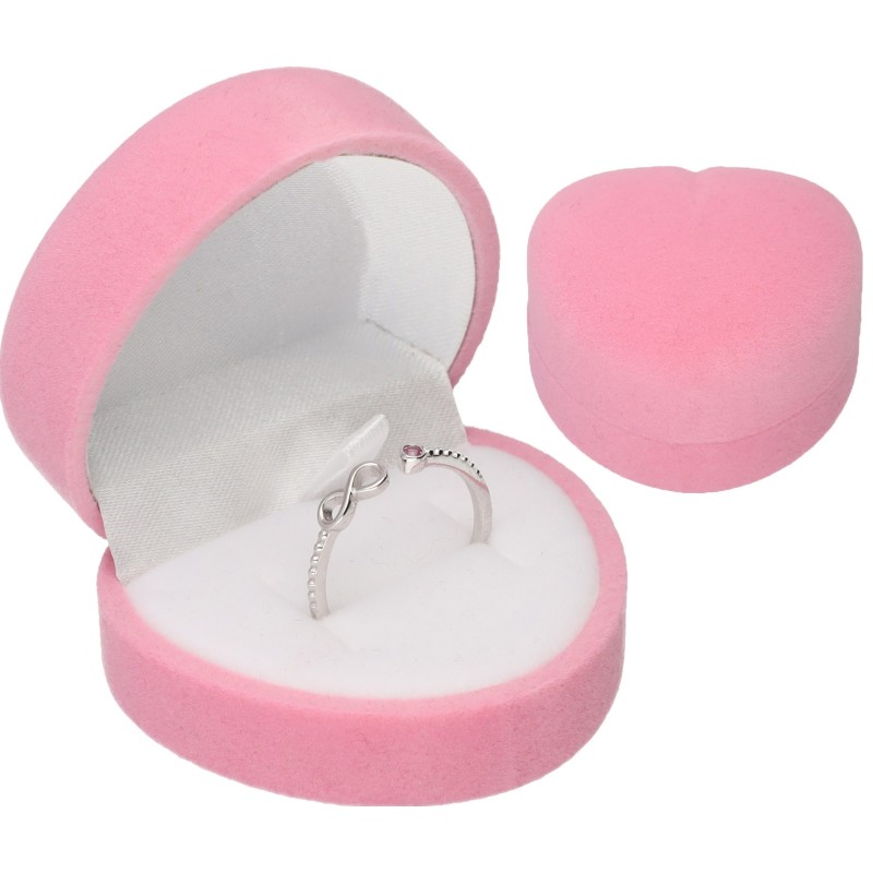 PUDEŁECZKO WELUROWE RÓŻOWE NA PIERŚCIONEK KOLCZYKI SERCE