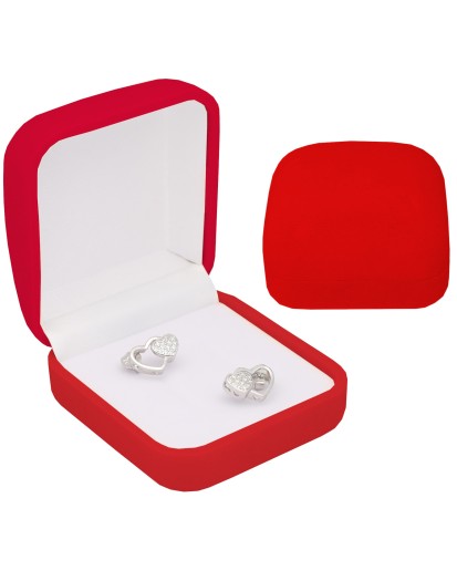 PUDEŁKO CZERWONE WELUROWE NA OBRĄCZKI ŚLUBNE , KOLCZYKI