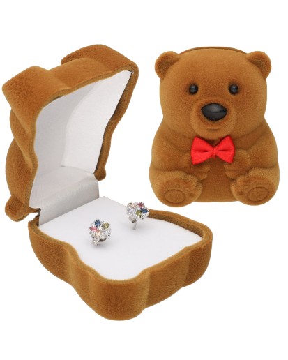 PUDEŁKO WELUROWE BRĄZOWE NA KOLCZYKI PIERŚCIONEK MIŚ