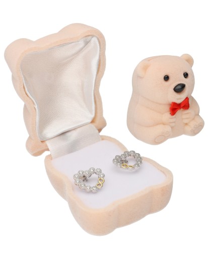 PUDEŁKO WELUROWE KREMOWE NA KOLCZYKI PIERŚCIONEK MIŚ