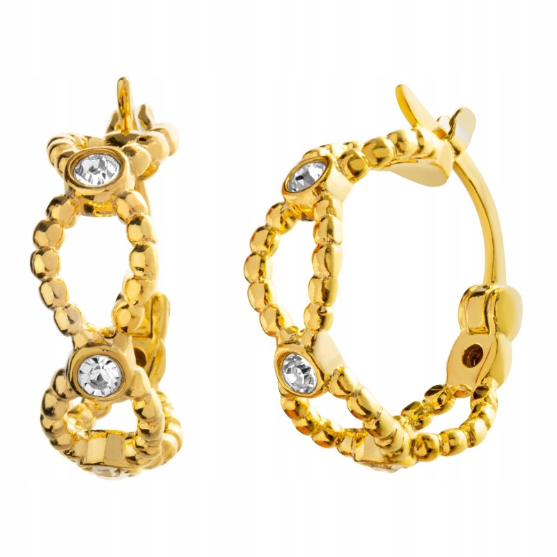 ZŁOTE KOLCZYKI DAMSKIE KÓŁKA CYRKONIA SREBRO 925