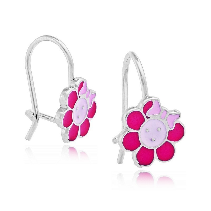 SREBRNE KOLCZYKI DLA DZIEWCZYNKI WISZĄCE KWIATKI 925