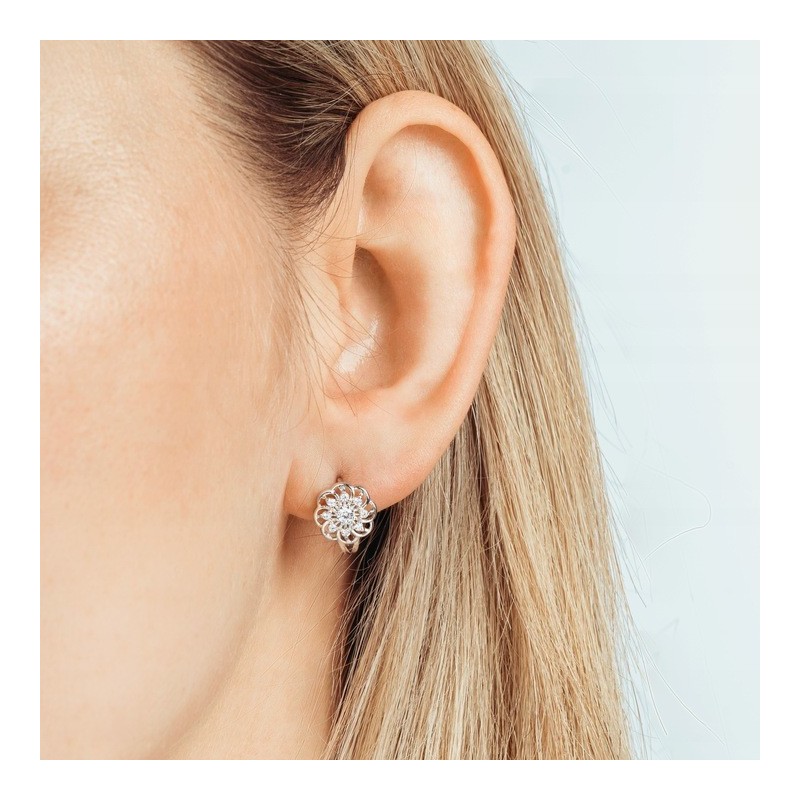 SREBRNE KOLCZYKI DAMSKIE KWIATKI ANGIELSKIE SREBRO AG 925