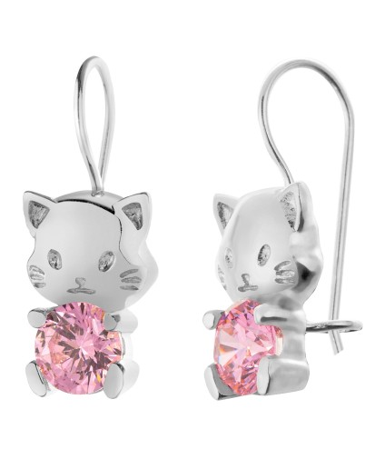 SREBRNE KOLCZYKI DZIECIĘCE WISZĄCE KOTY KOTKI SREBRO 925