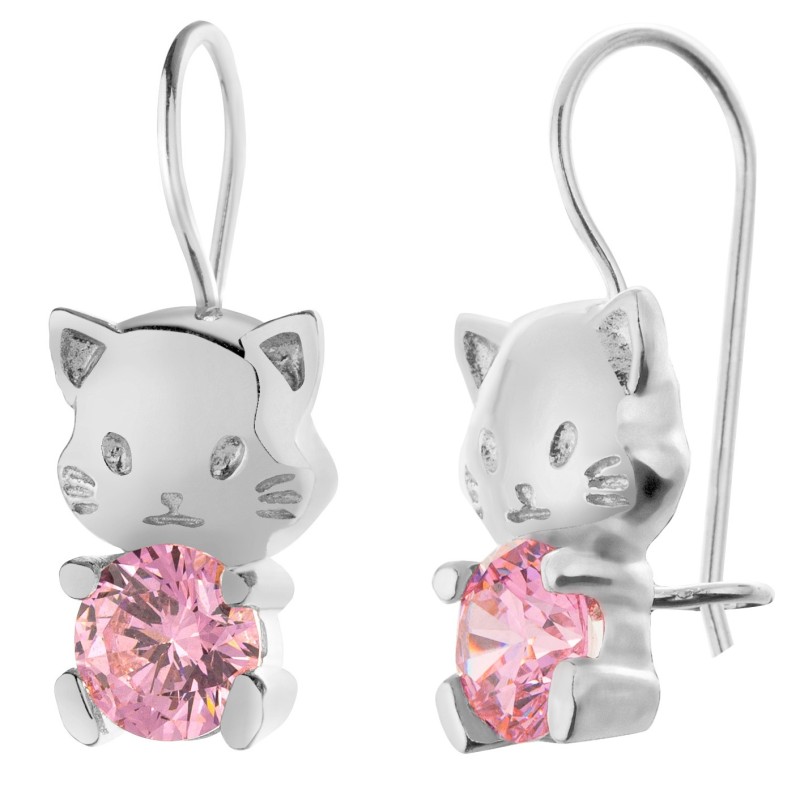 SREBRNE KOLCZYKI DZIECIĘCE WISZĄCE KOTY KOTKI SREBRO 925