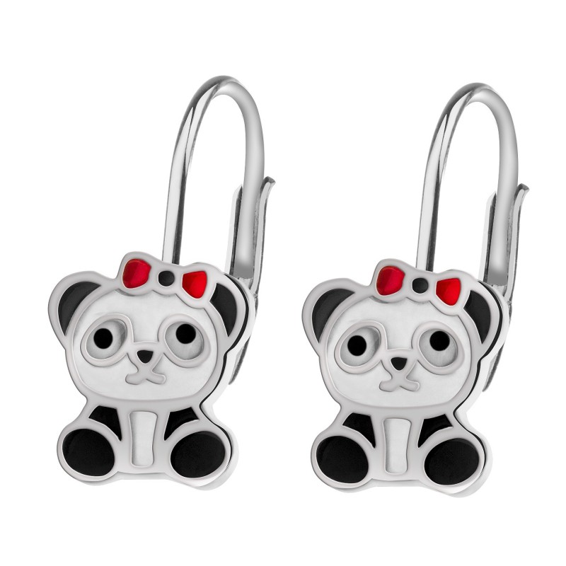 SREBRNE KOLCZYKI DLA DZIEWCZYNKI PANDY ANGIELSKIE 925